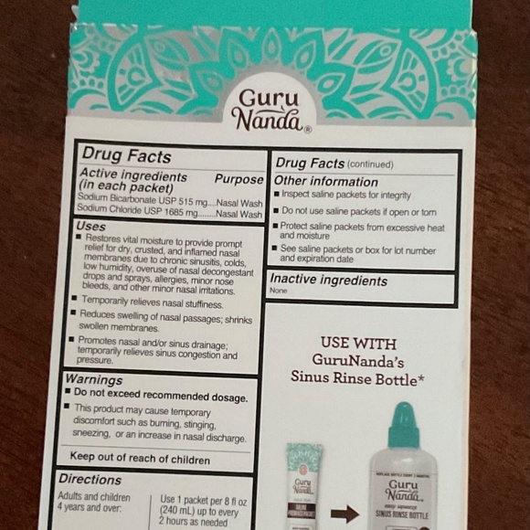 GuruNanda PreMixed Saline Packets for Nasal Rinse (8 Count), All Natural Sinus R - Picture 2 of 8